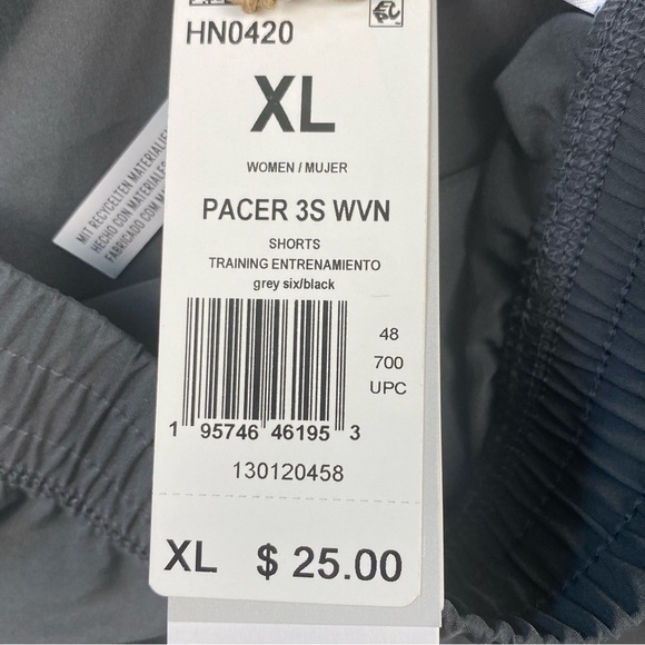 Adidas Shorts Women XL Gray Black Trio 3 Stripe Running Athletic Elastic Waist - Picture 3 of 6